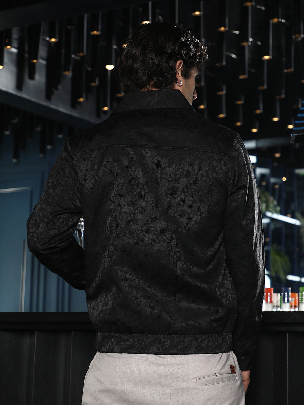Bloom-Jacquard Bomber Jacket