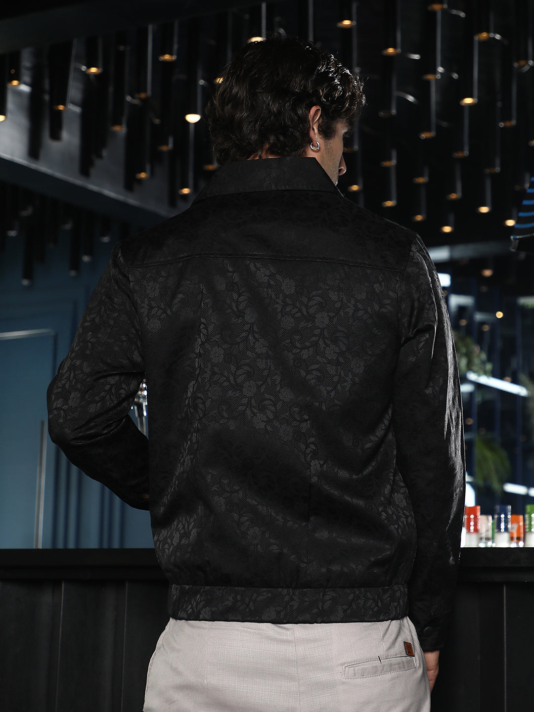 Bloom-Jacquard Bomber Jacket