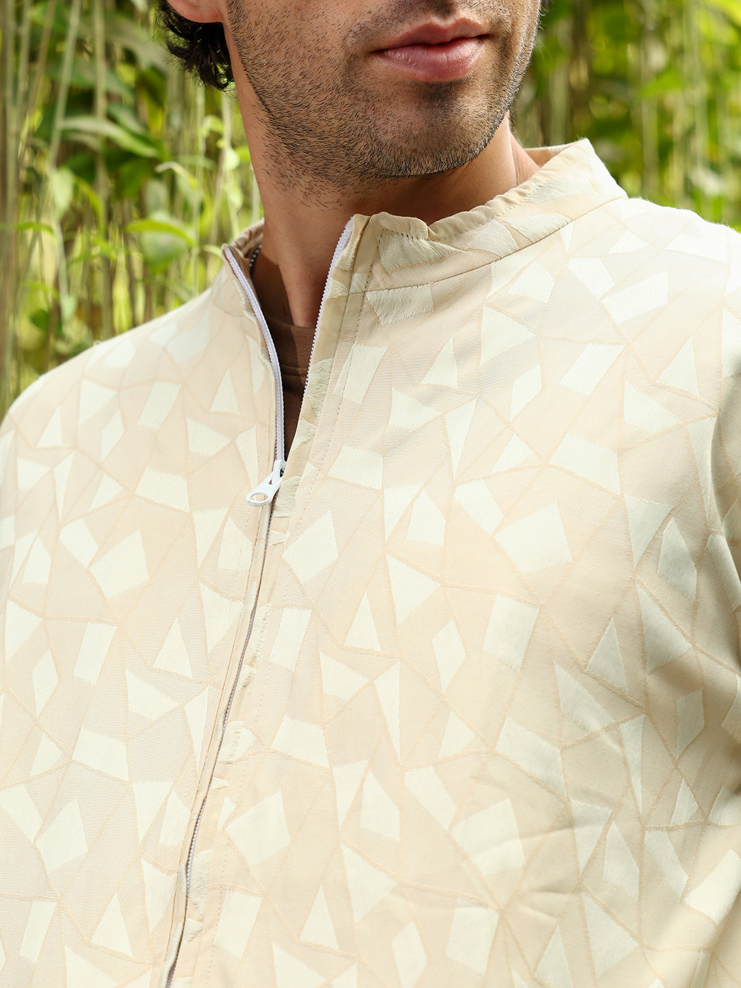 Mozaic-Jacquard Bomber Jacket