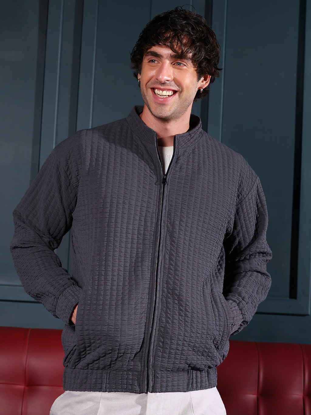 Cubic-Tactile Bomber Jacket