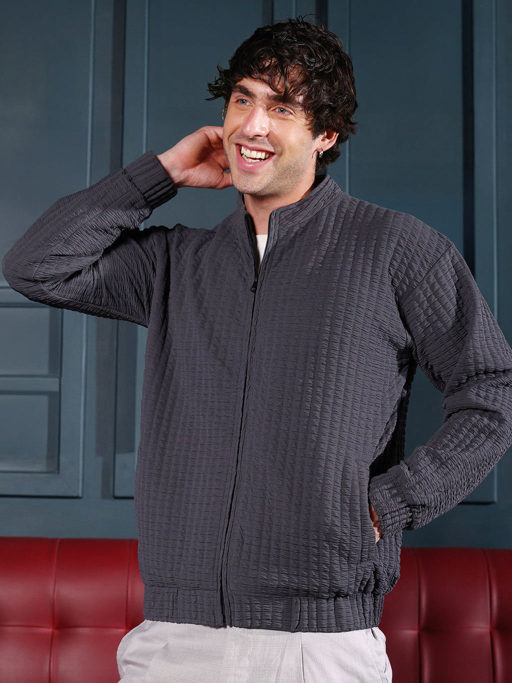 Cubic-Tactile Bomber Jacket