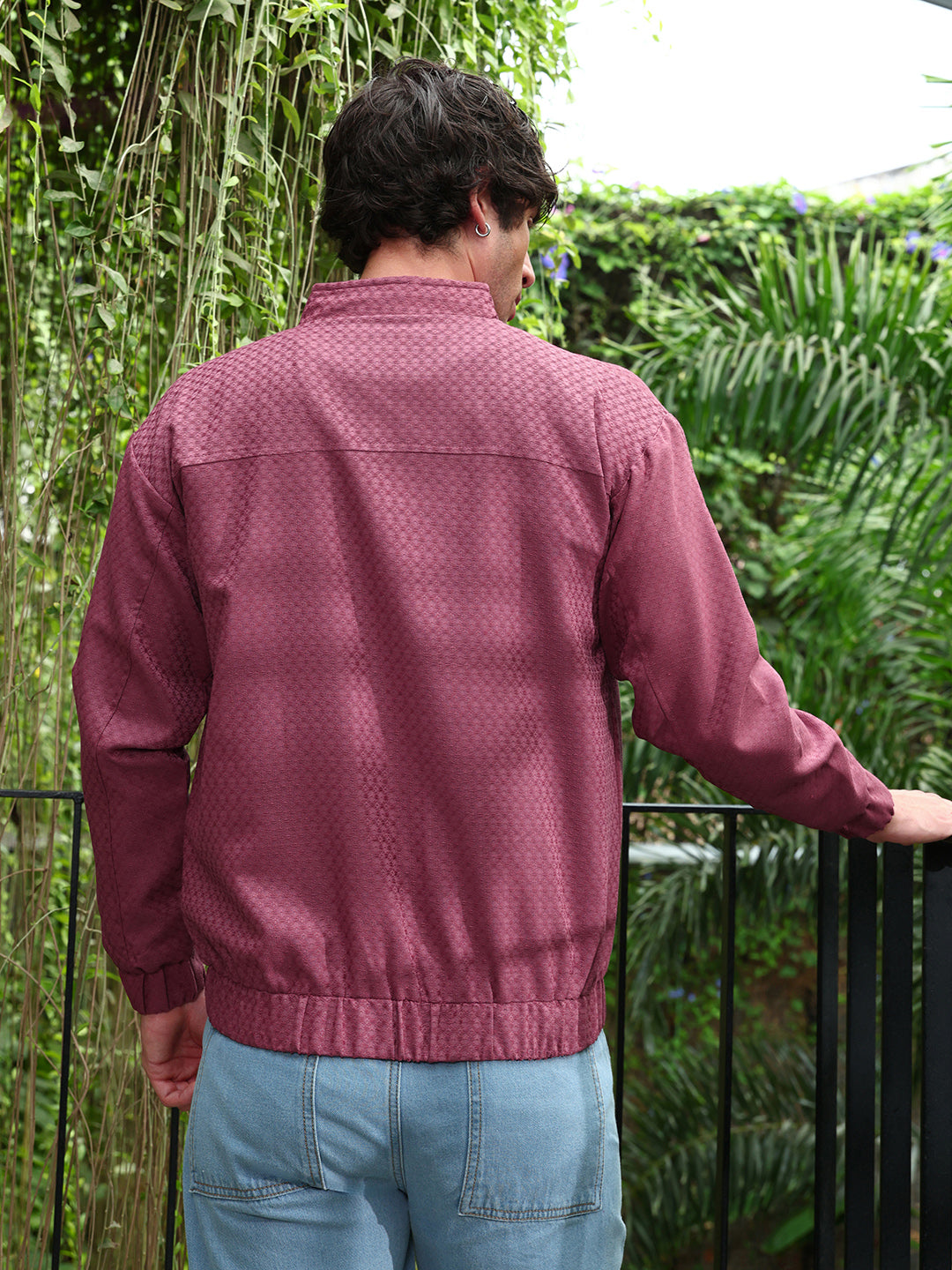 Gridveil-Jacquard Bomber Jacket