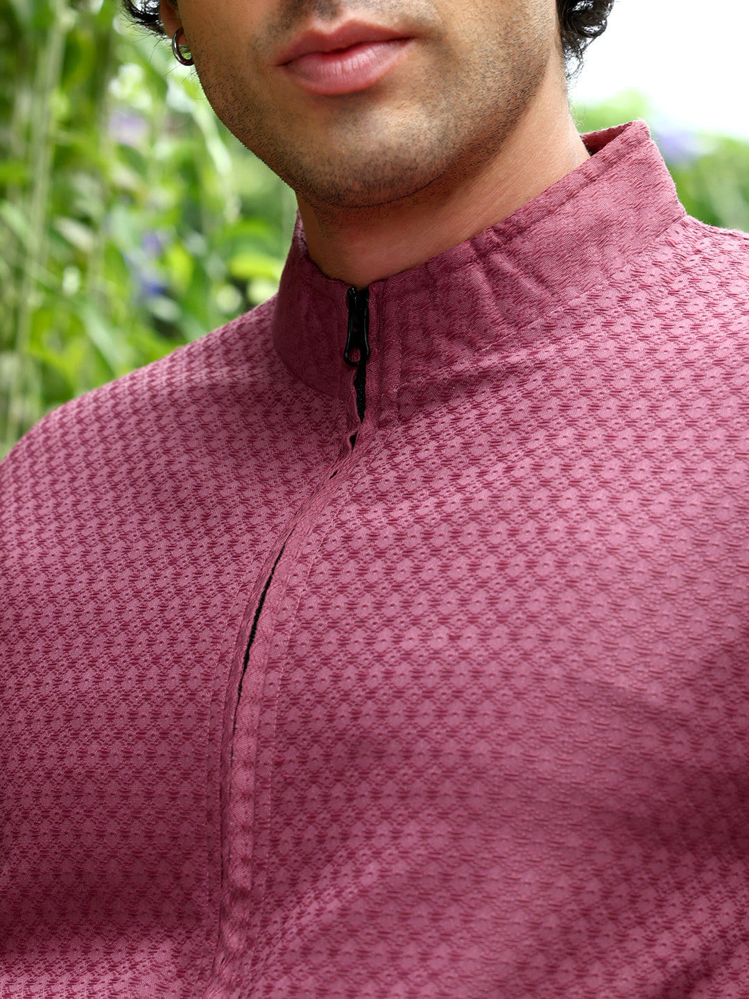 Gridveil-Jacquard Bomber Jacket