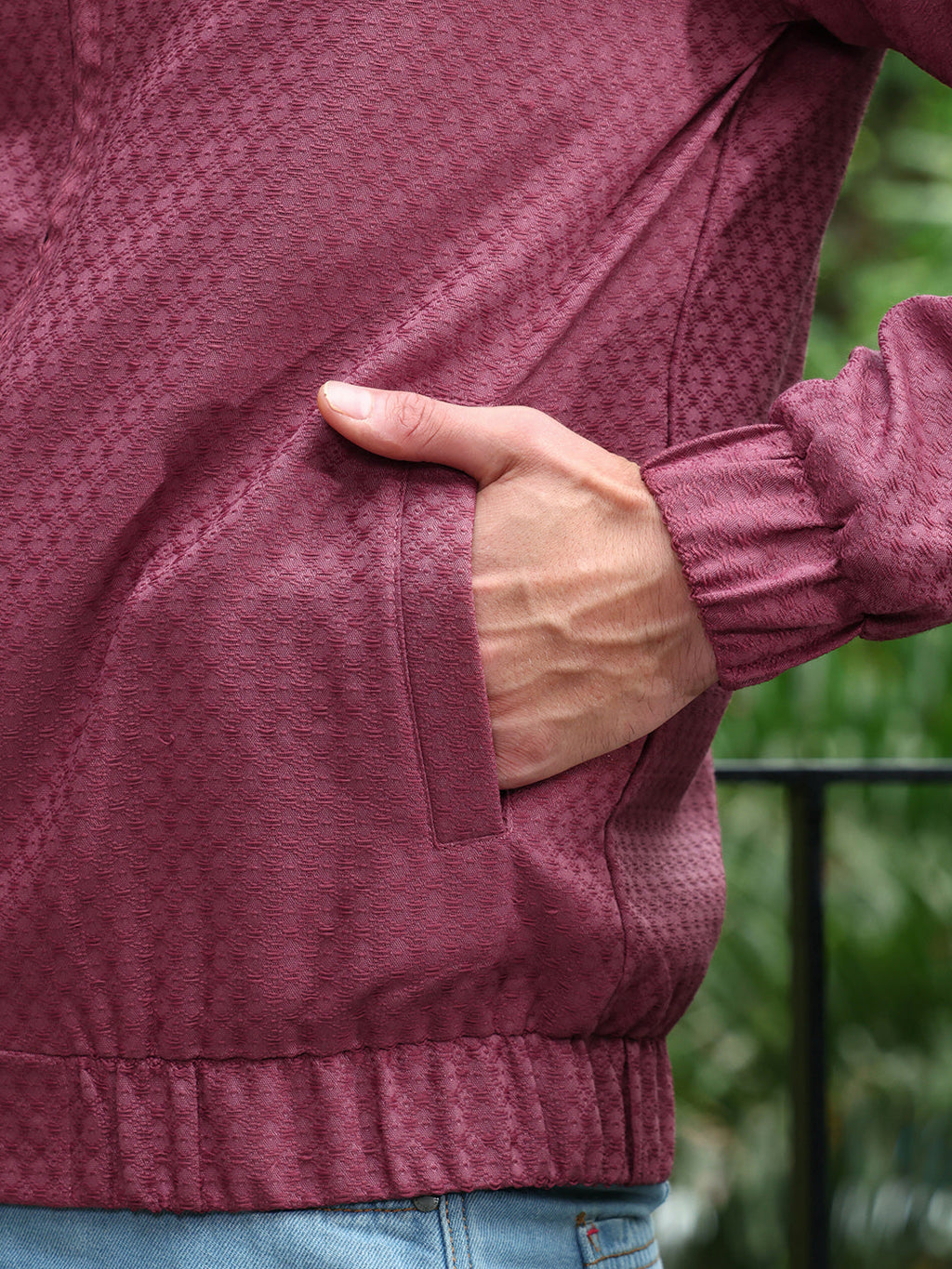 Gridveil-Jacquard Bomber Jacket