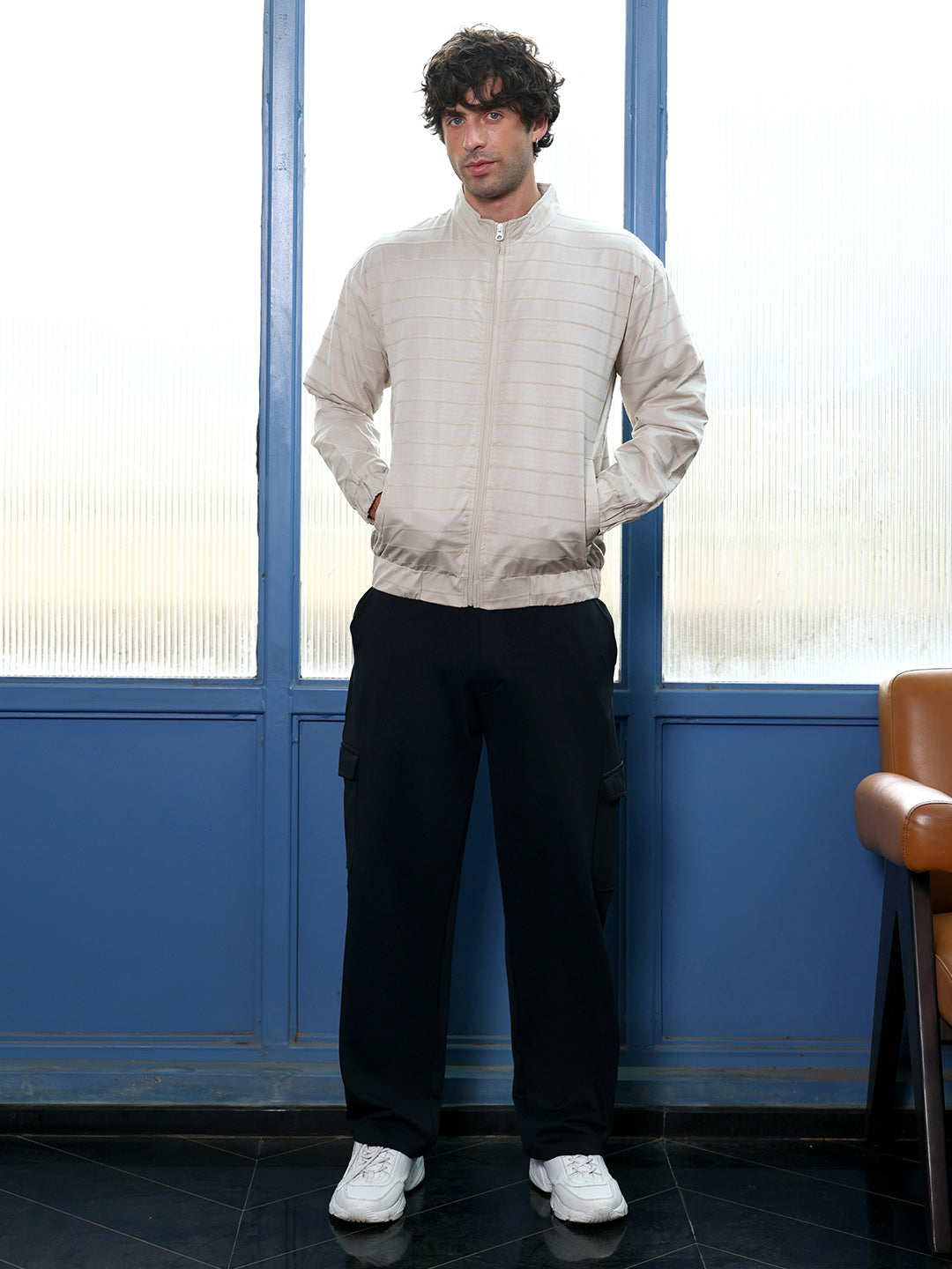 Pinline-Jacquard Bomber Jacket