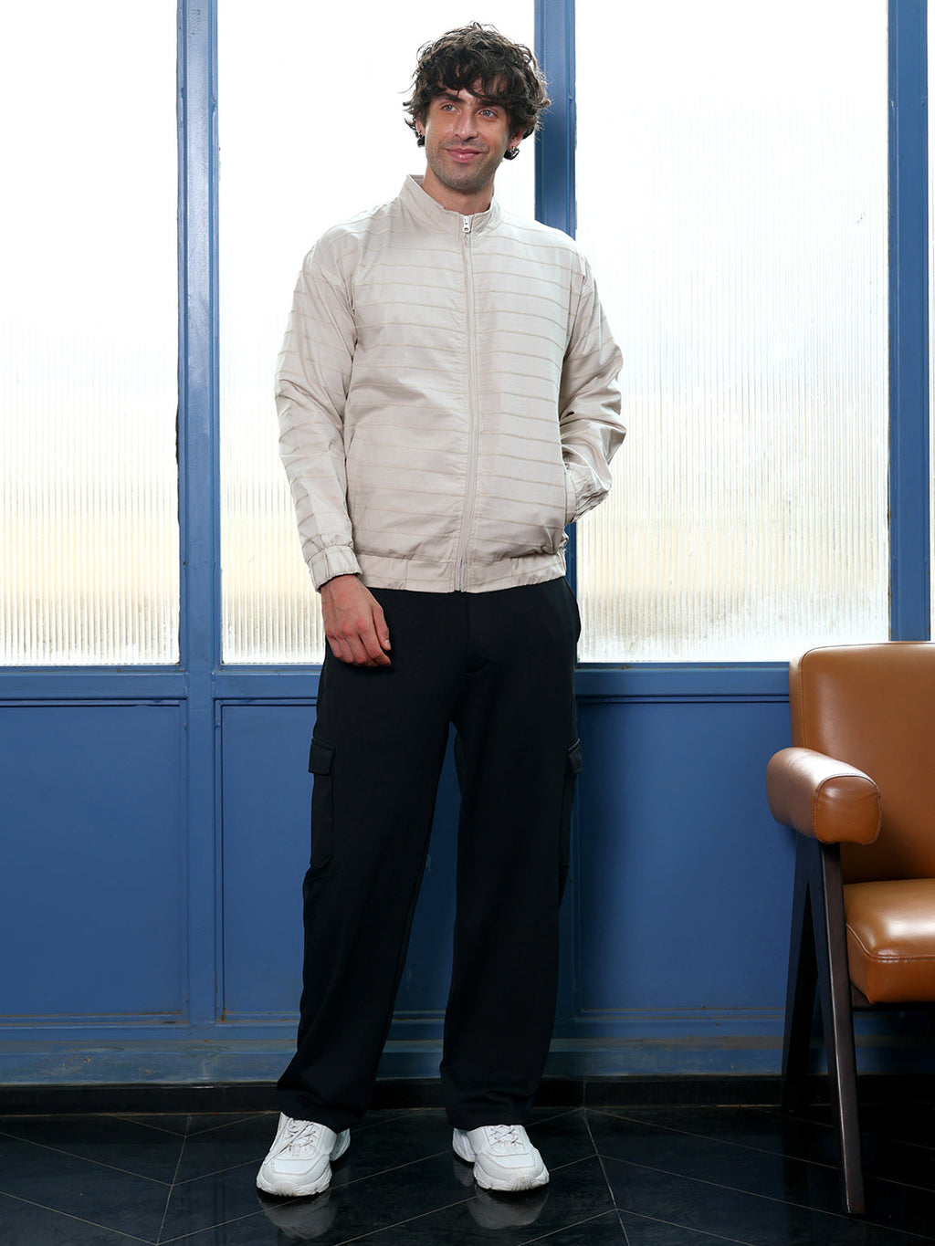 Pinline-Jacquard Bomber Jacket