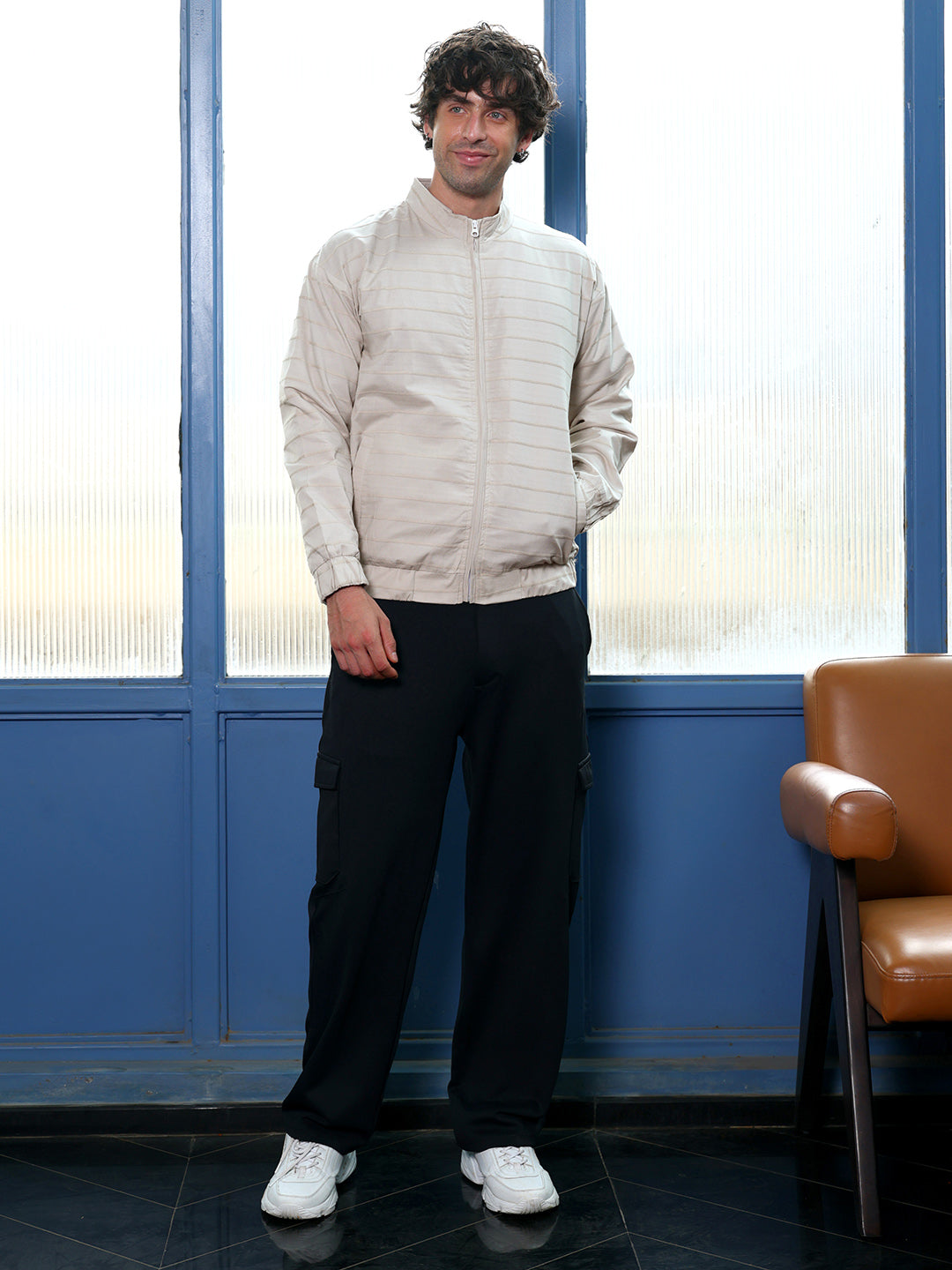 Pinline-Jacquard Bomber Jacket