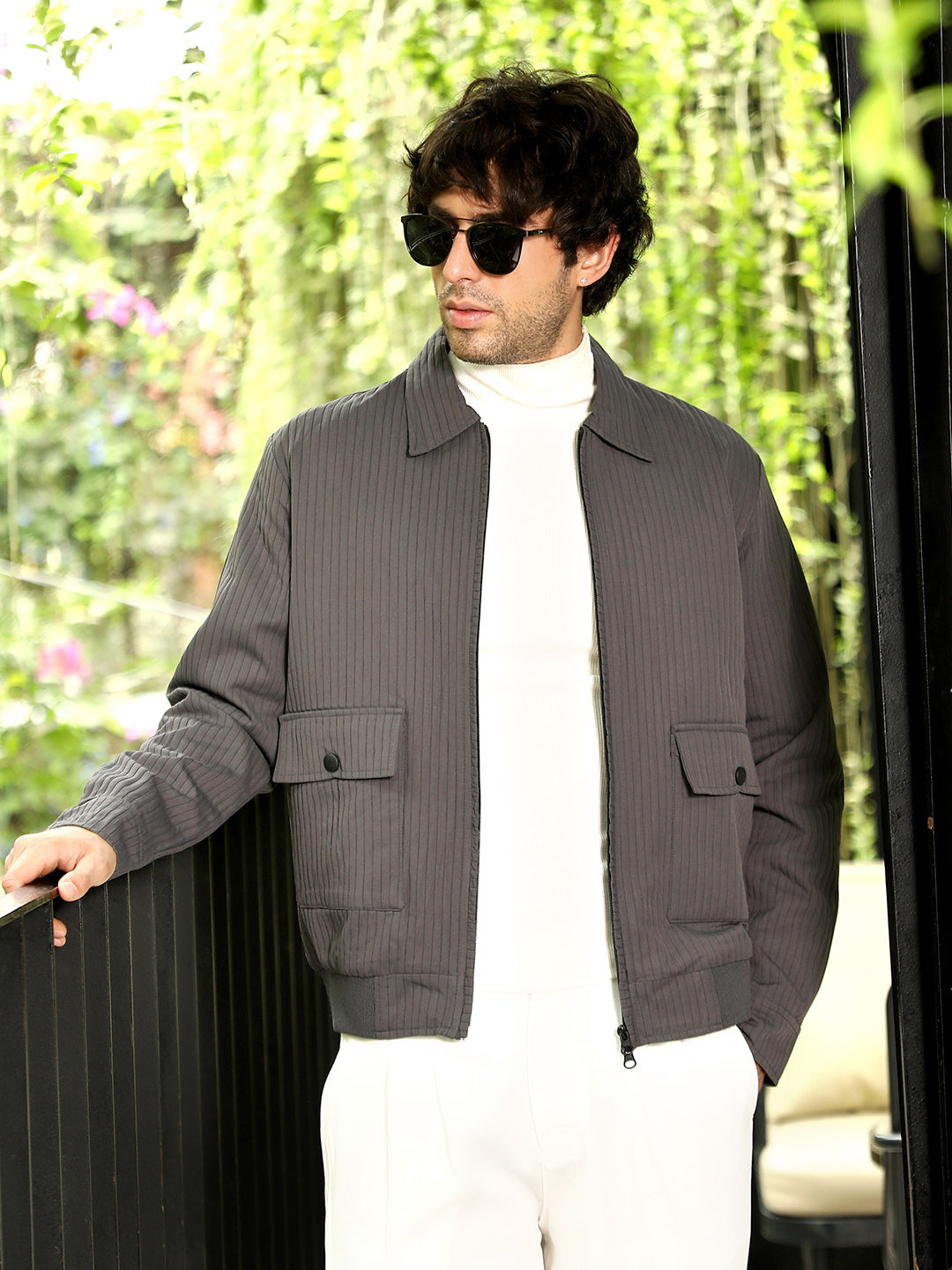 Zip-Front Lined-Tactile Jacket