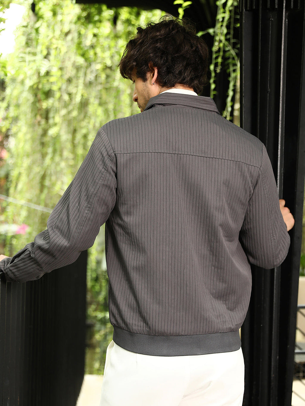 Zip-Front Lined-Tactile Jacket