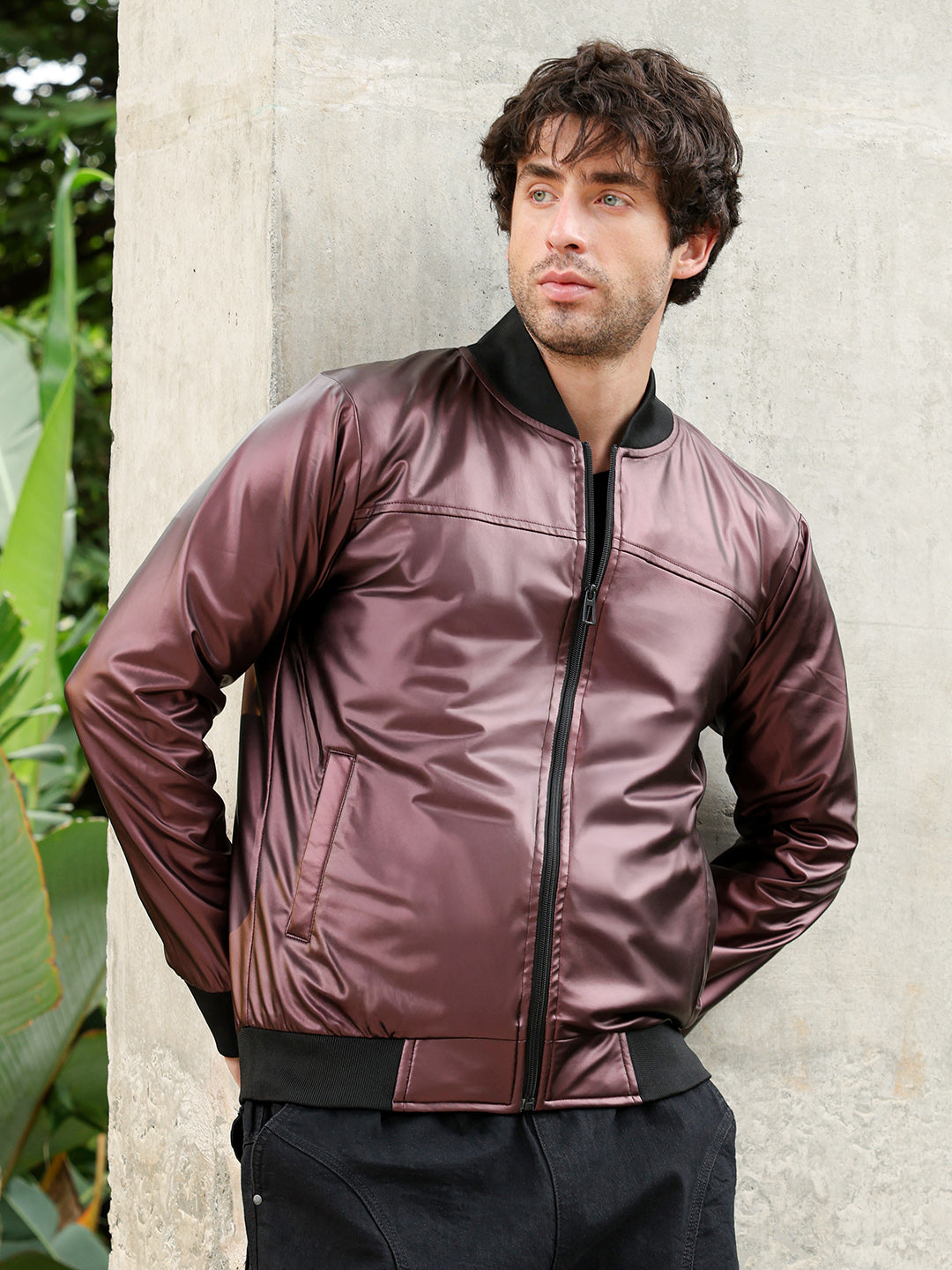 Patent-Panel Bomber Jacket