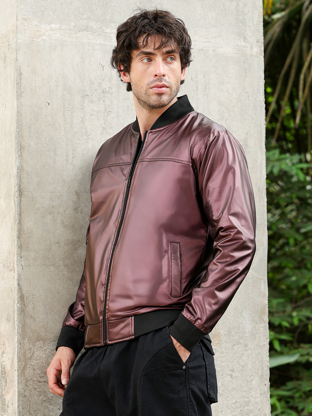 Patent-Panel Bomber Jacket