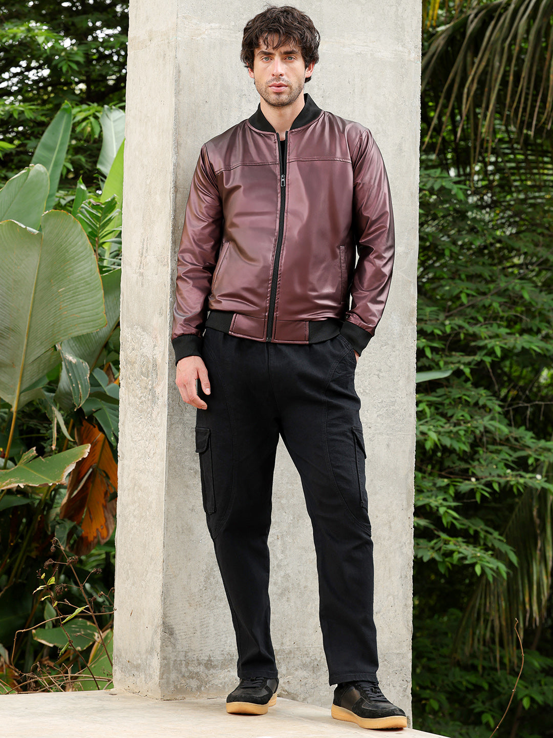 Patent-Panel Bomber Jacket