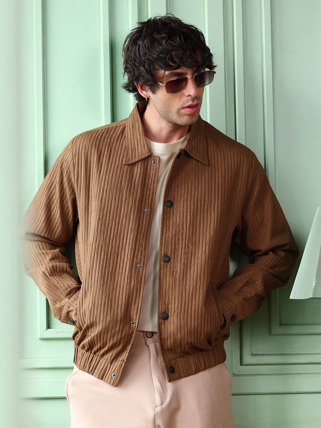 Zip-Front Crushed-Tactile Jacket