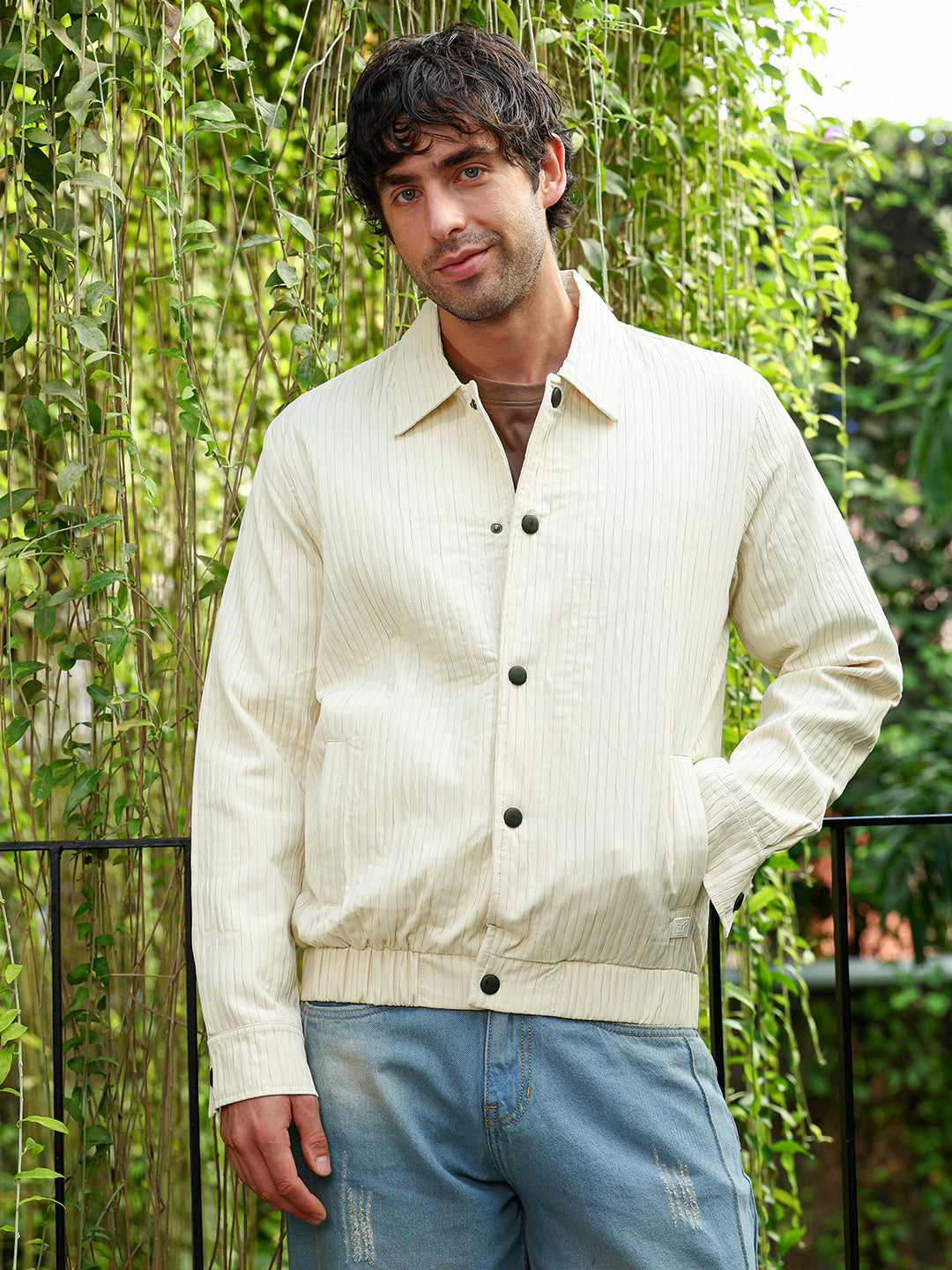 Lined-Tactile Bomber Jacket