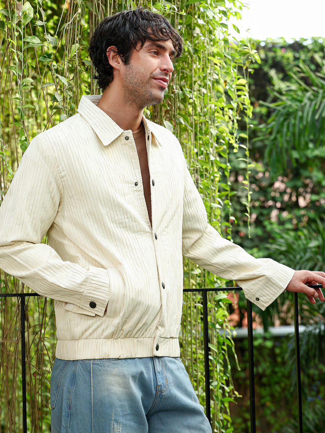 Lined-Tactile Bomber Jacket