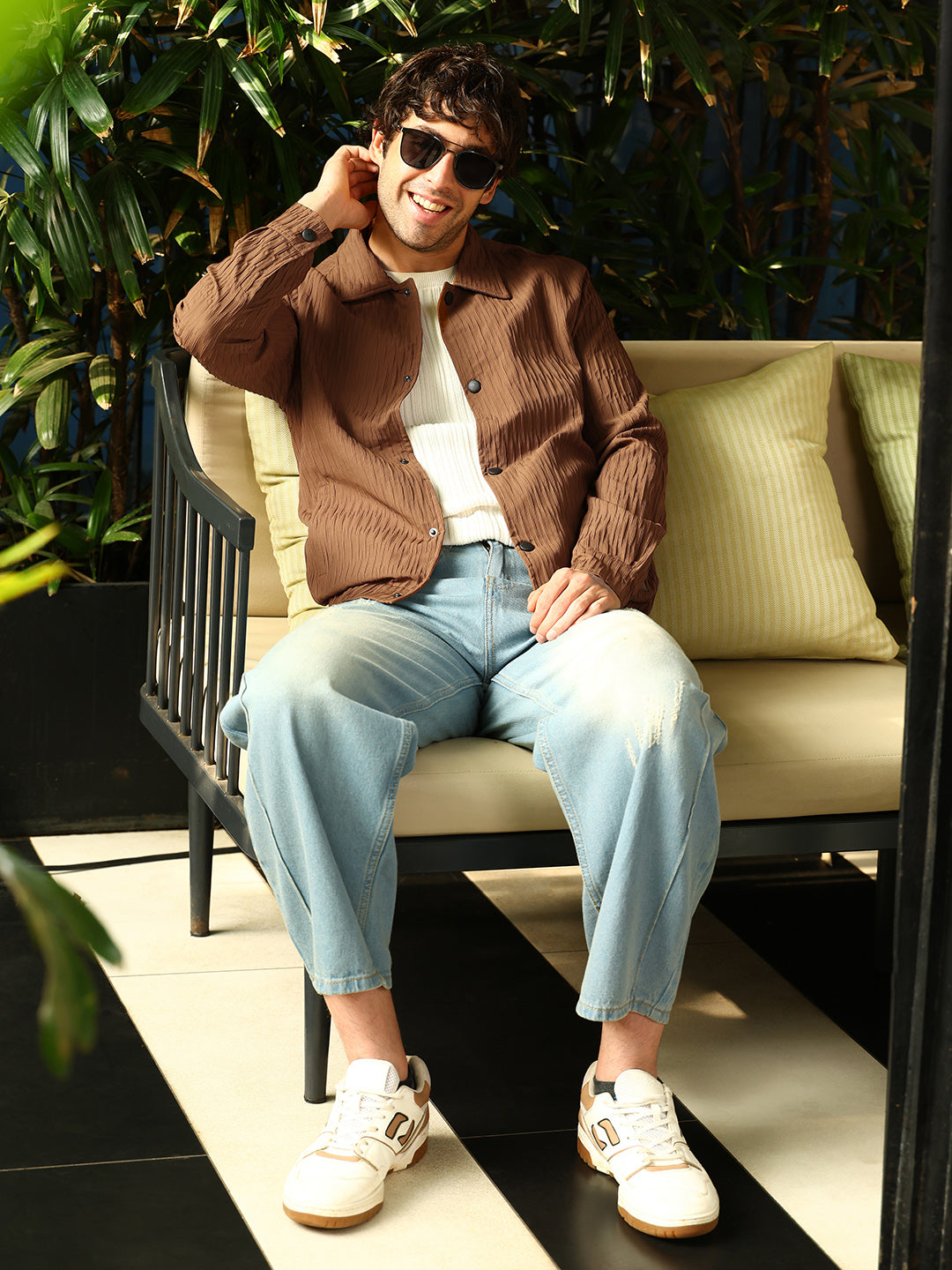 Crease-Tactile Bomber Jacket