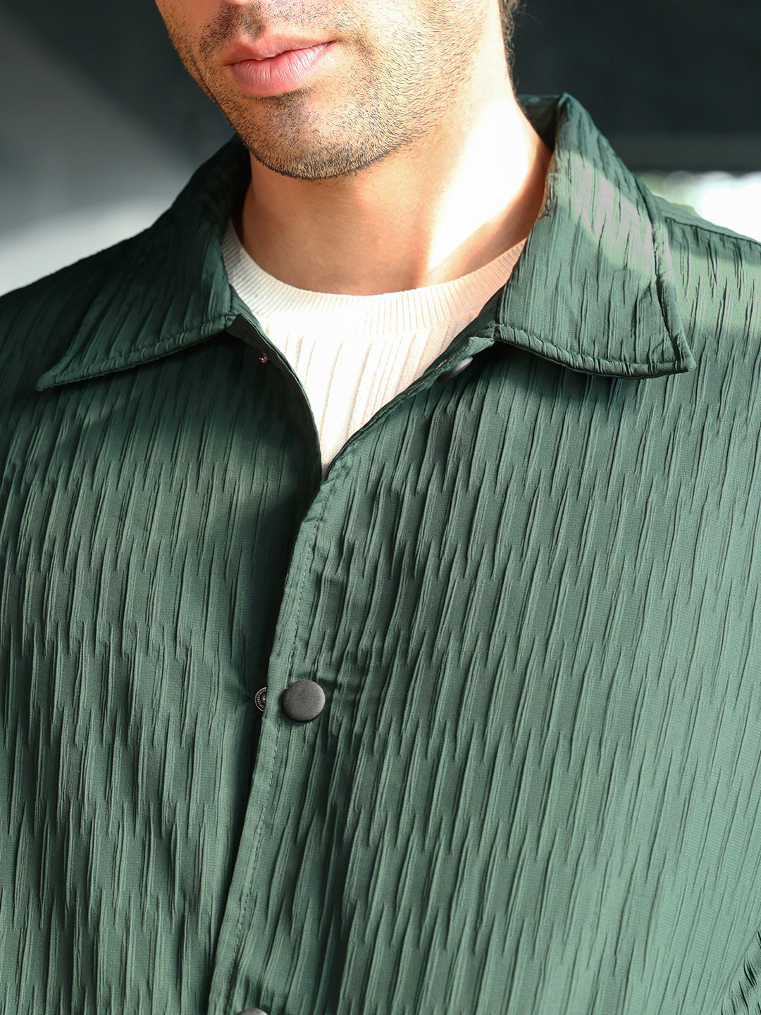 Crease-Tactile Bomber Jacket