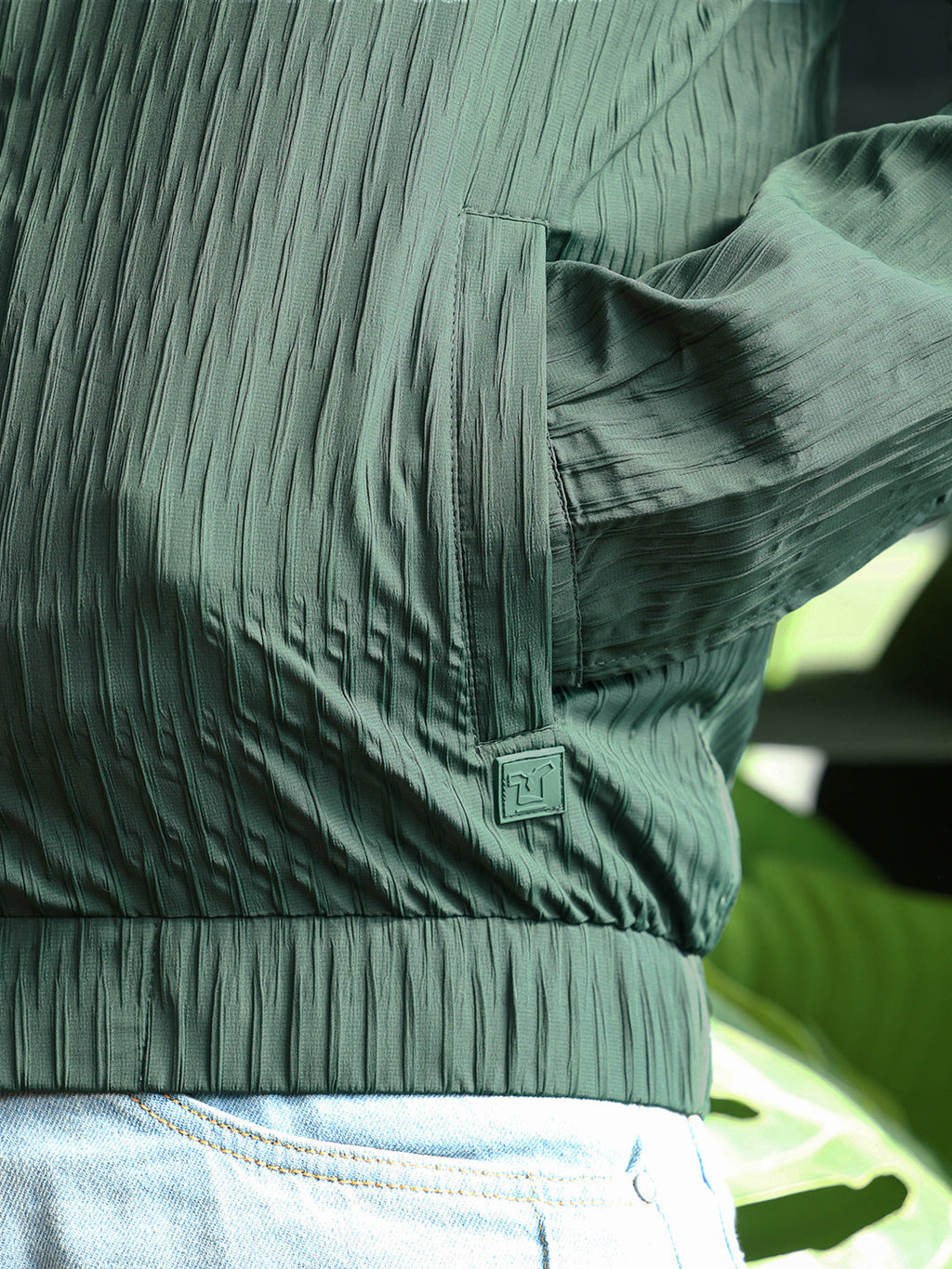 Crease-Tactile Bomber Jacket