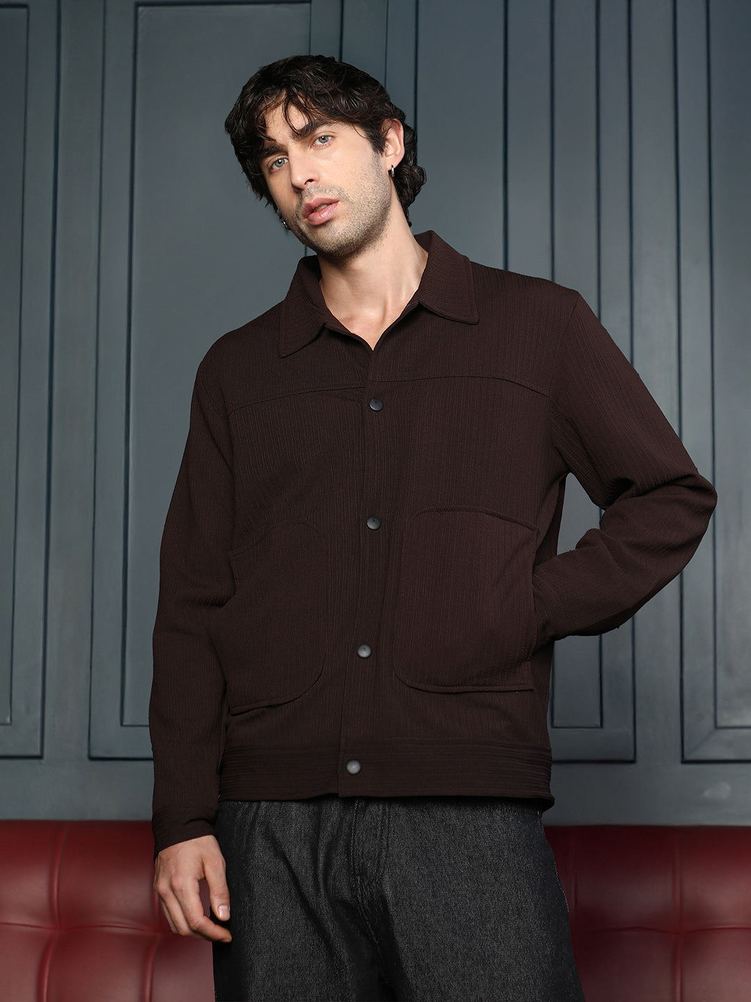 Crease-Tactile Panelled Jacket