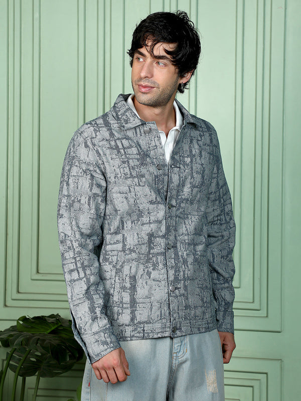 Abstract Jacquard-Denim Jacket