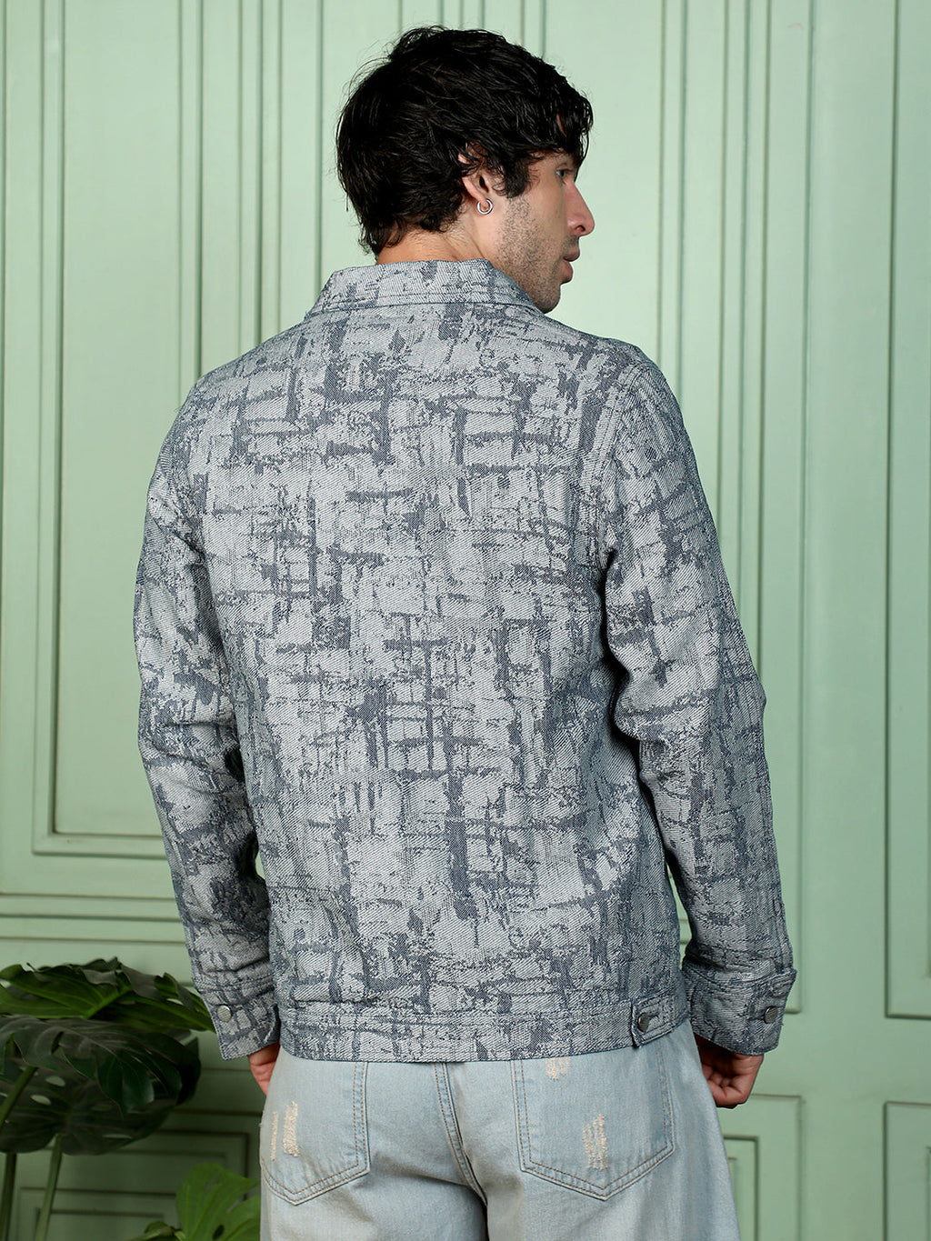 Abstract Jacquard-Denim Jacket