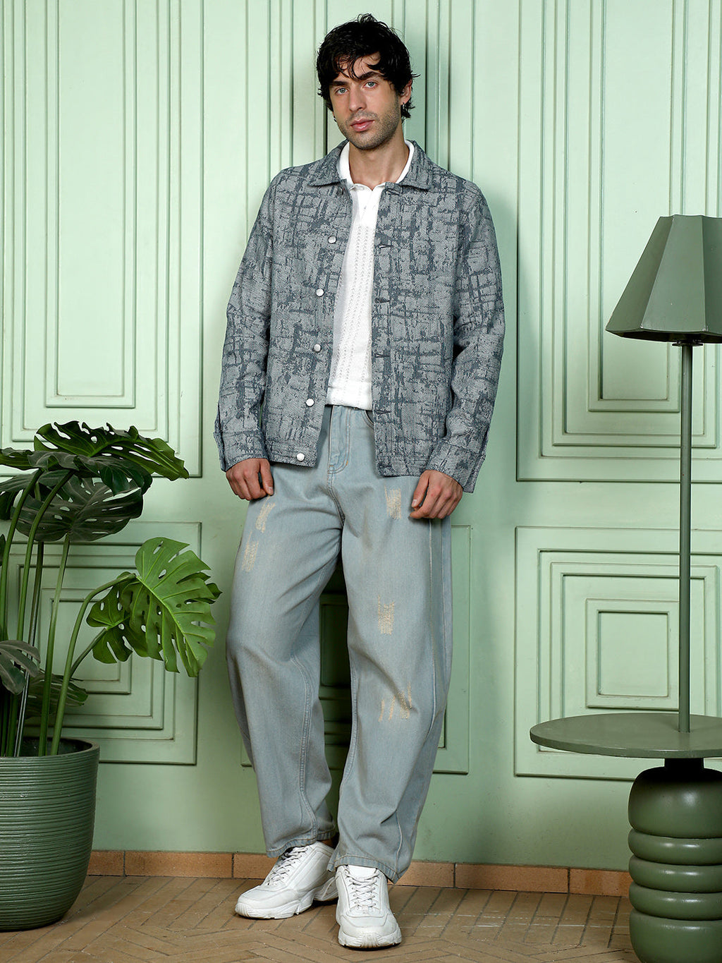 Abstract Jacquard-Denim Jacket