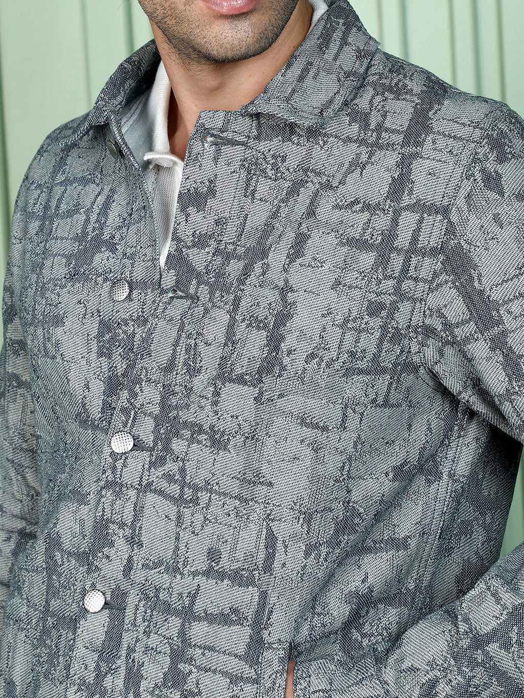 Abstract Jacquard-Denim Jacket