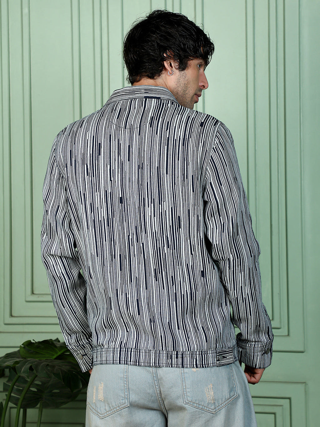 Contrast Jacquard-Denim Jacket