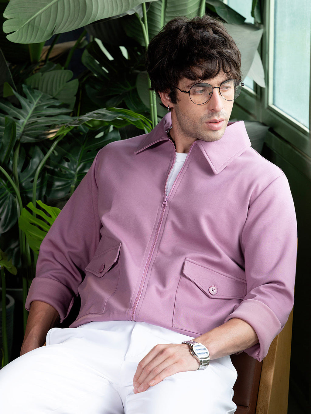 Zip-Front Knit Jacket