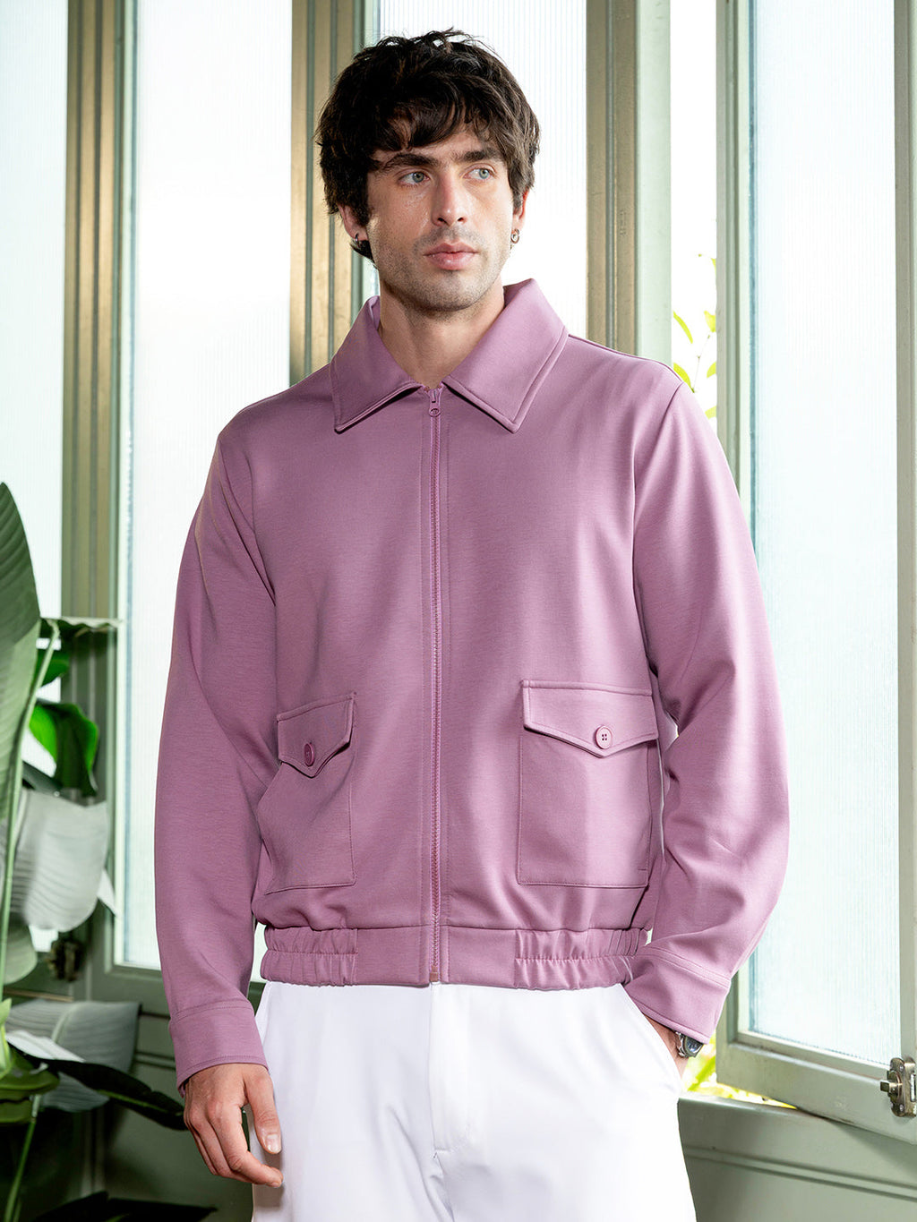 Zip-Front Knit Jacket