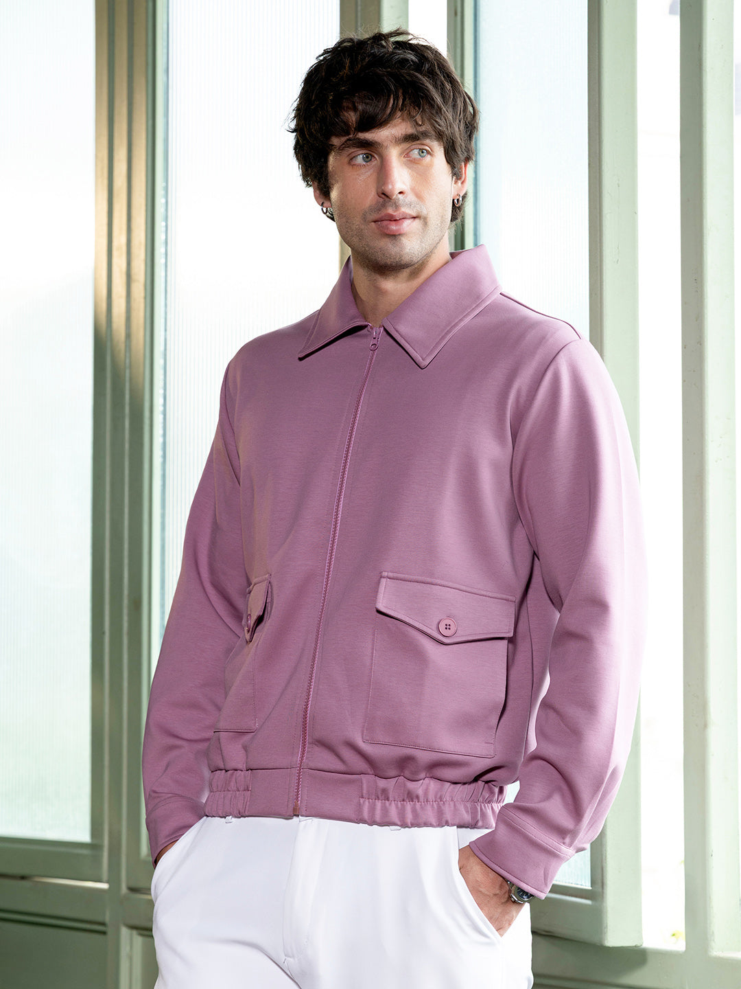 Zip-Front Knit Jacket