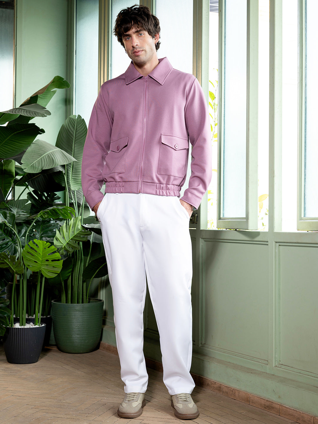 Zip-Front Knit Jacket