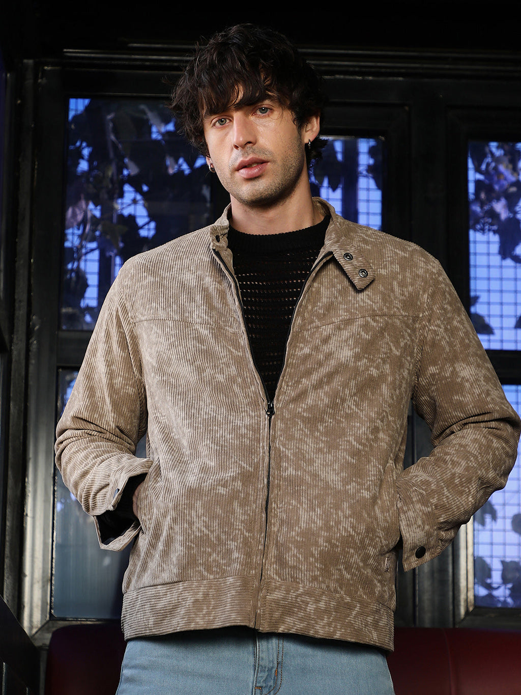 Faded-Corduroy Rider Jacket