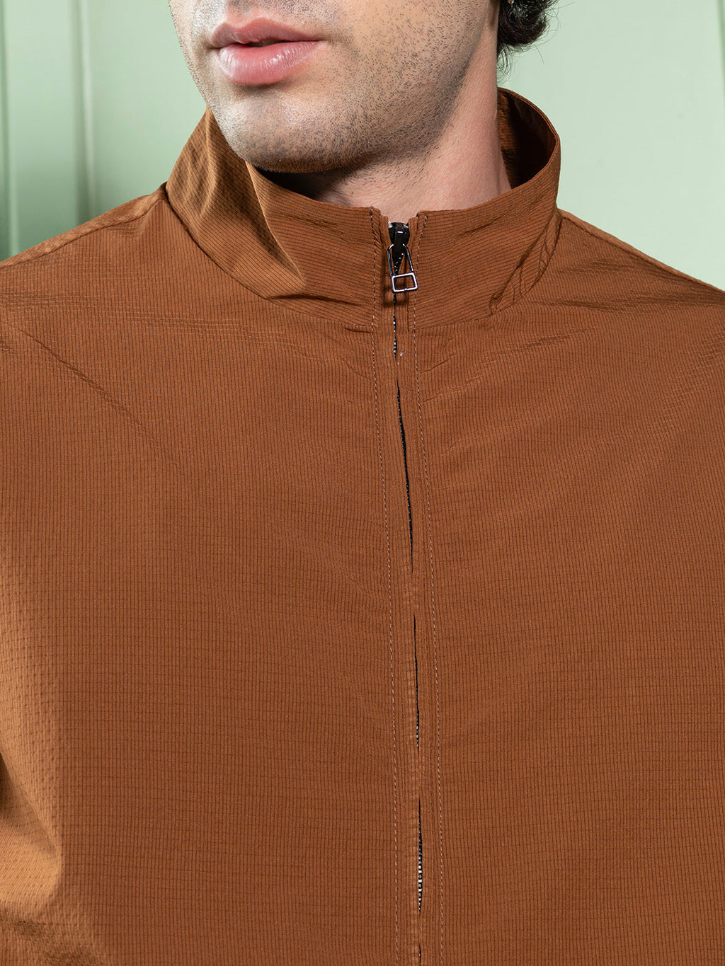 Solid-Textured Bomber Jacket