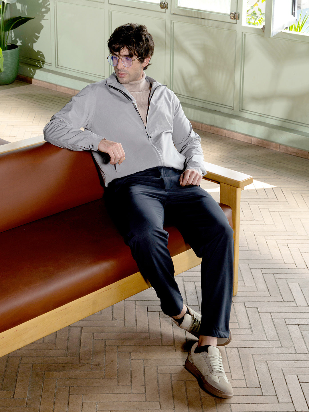 Solid-Textured Bomber Jacket