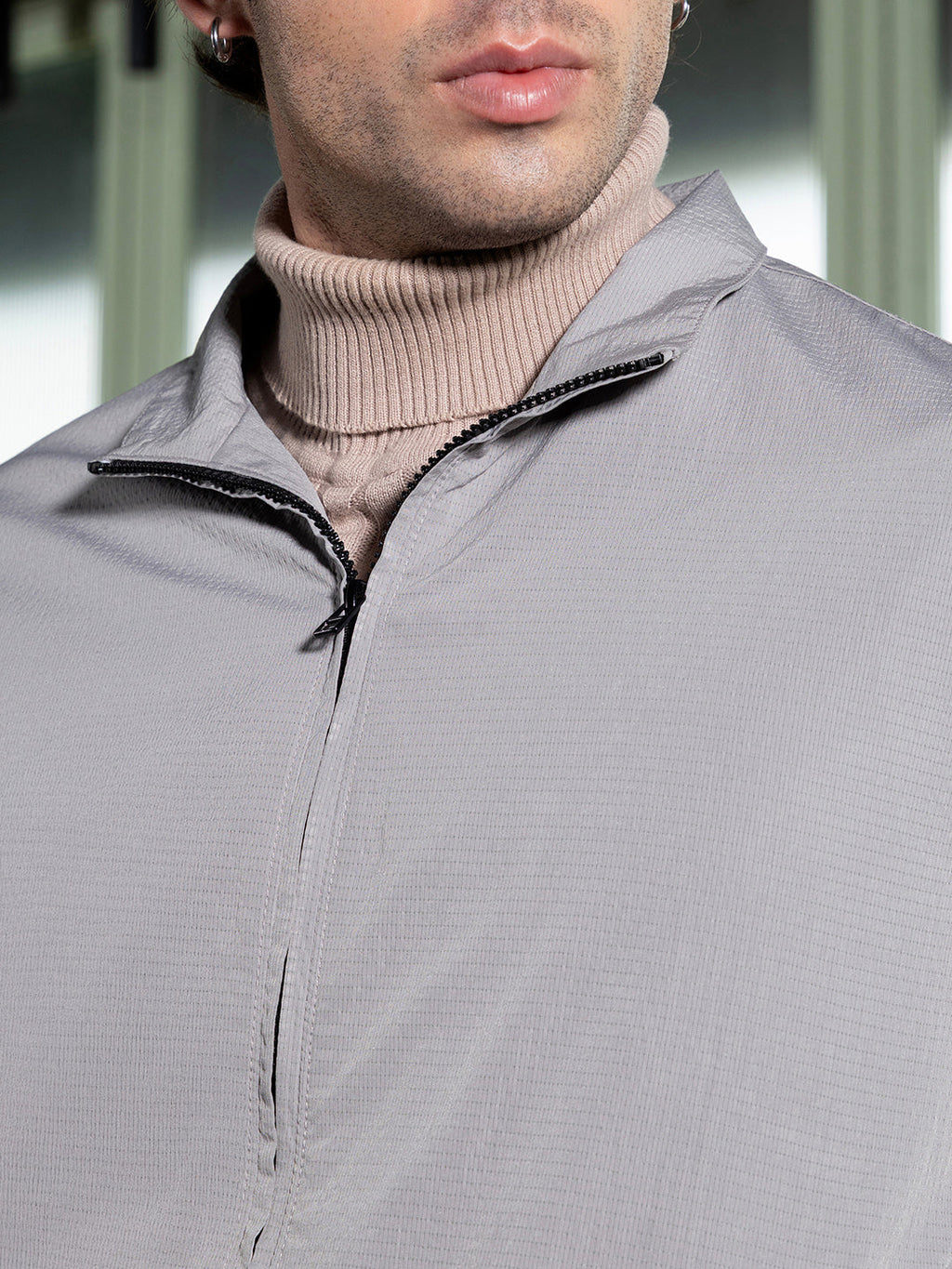 Solid-Textured Bomber Jacket