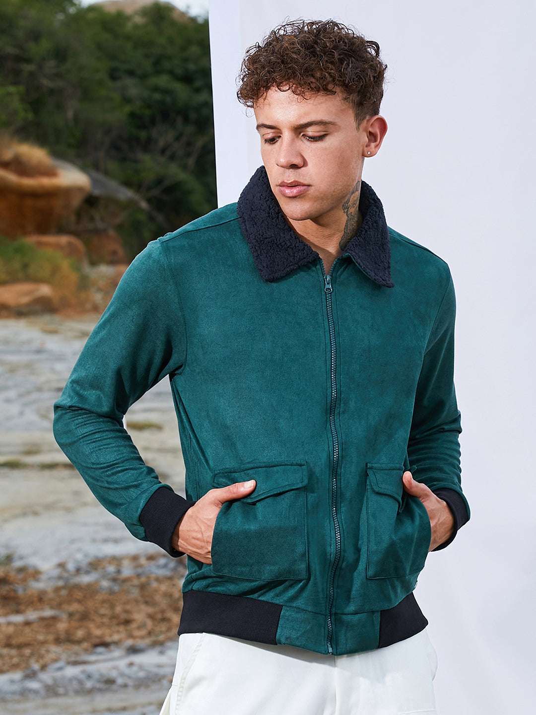 Zip-Front Jacket With Fleece Collar