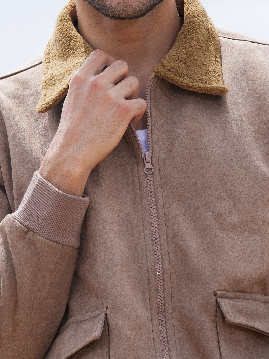 Zip-Front Jacket With Fleece Collar