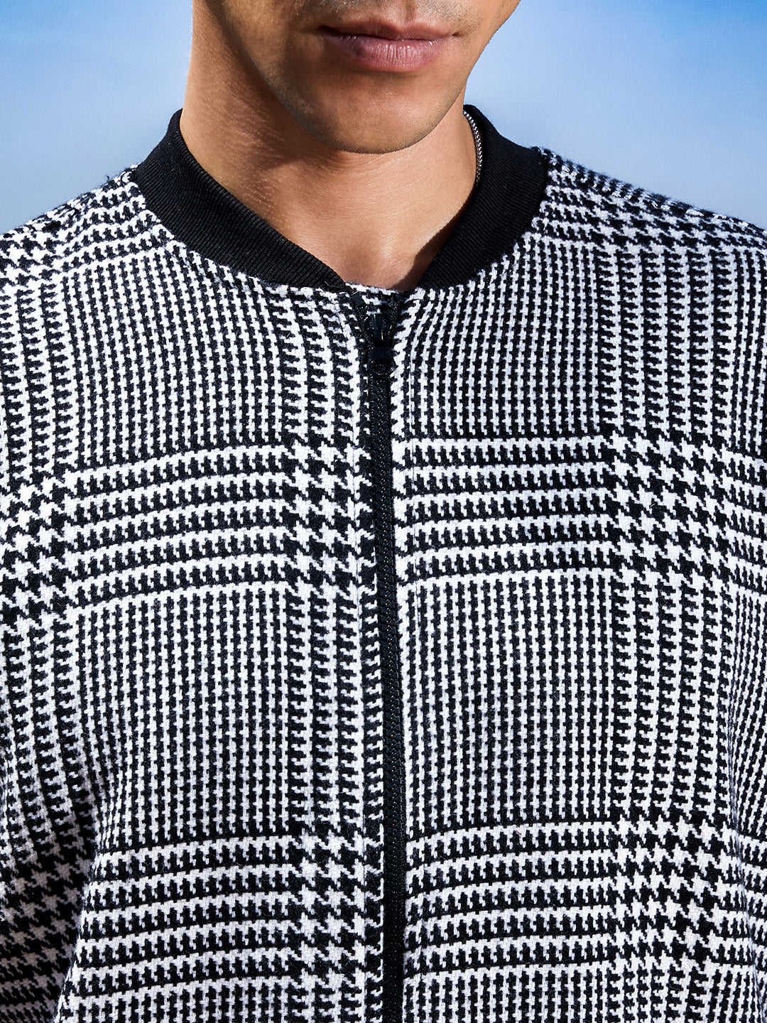 Zip-Front Houndstooth Jacket