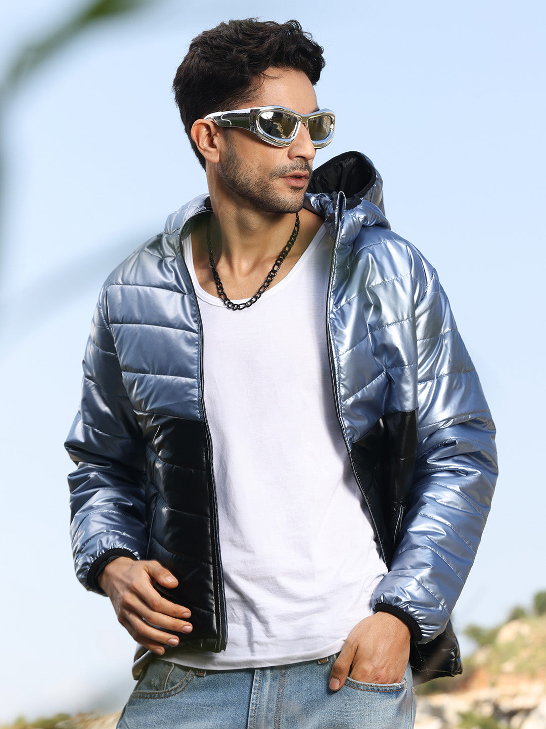 Metallic Quilted Puffer Jacket XL - Main Image