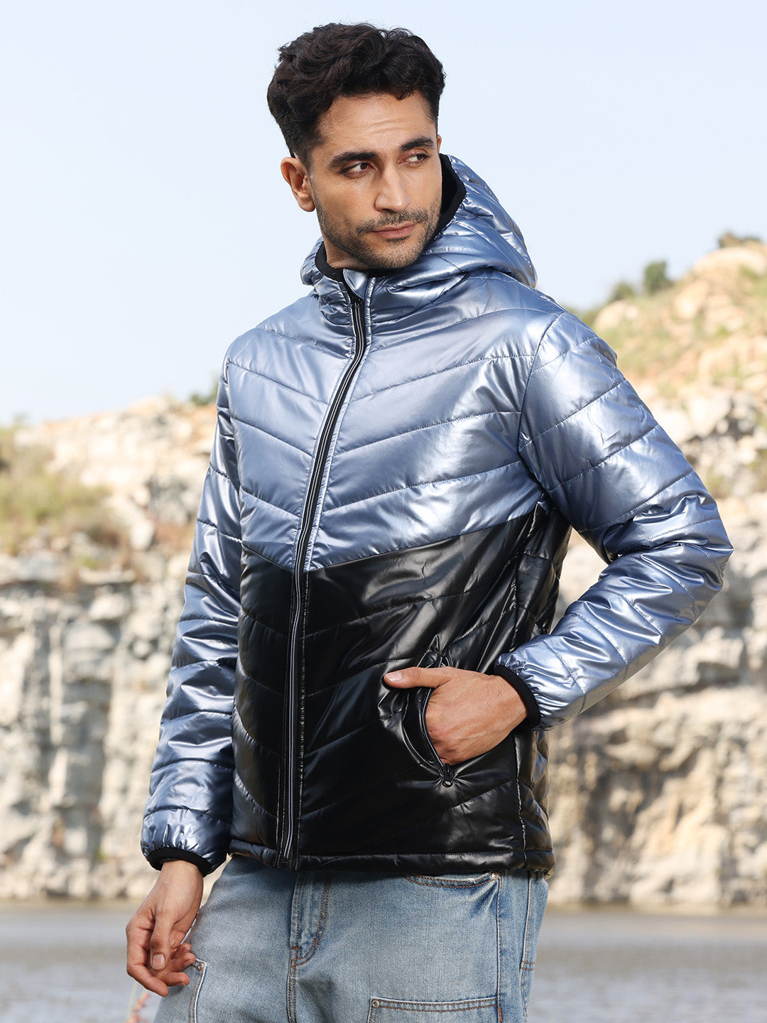 Metallic Quilted Puffer Jacket