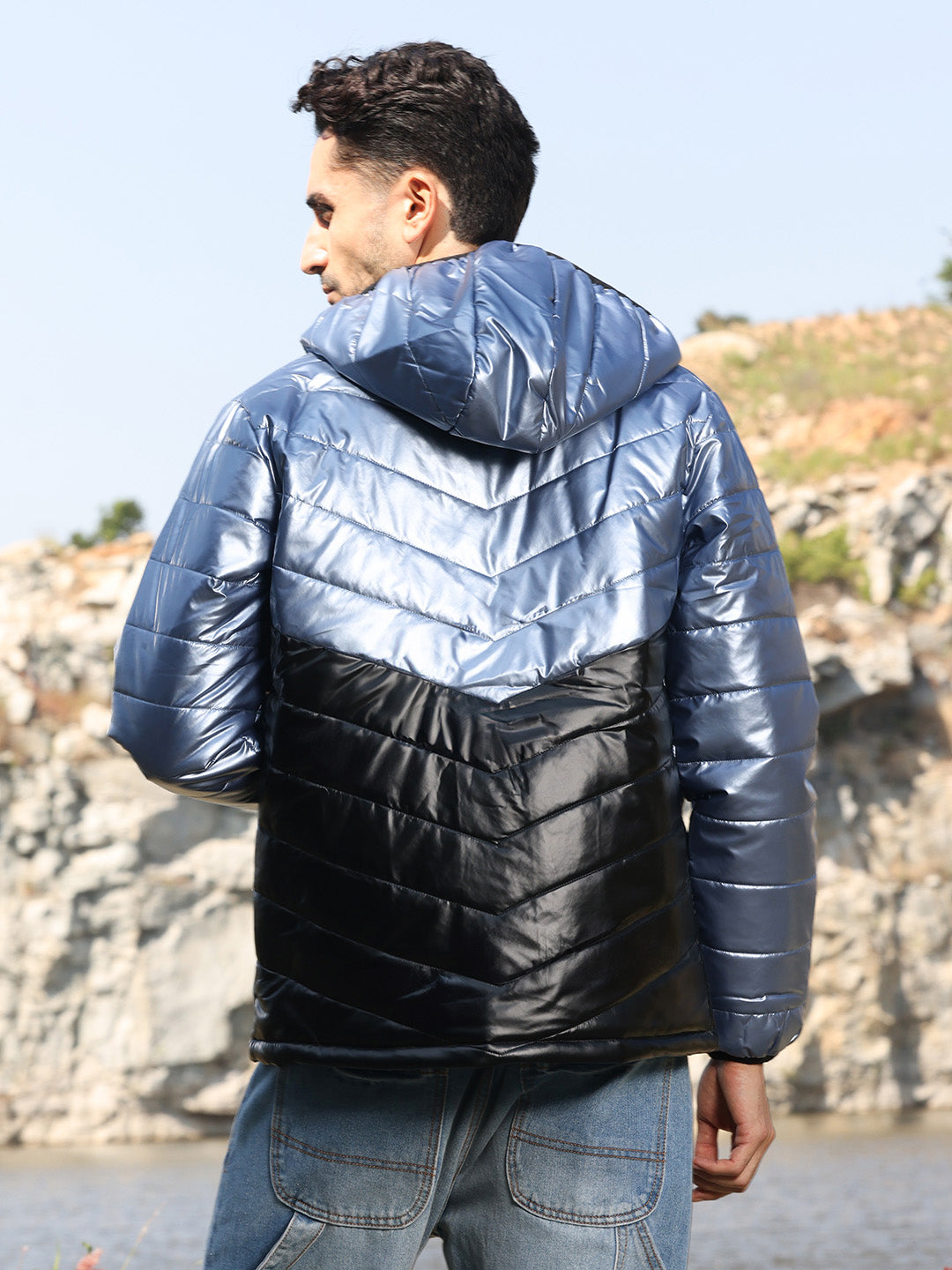 Metallic Quilted Puffer Jacket
