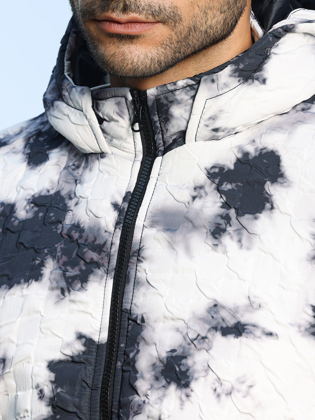 Tie-Dye Block Puffer Jacket