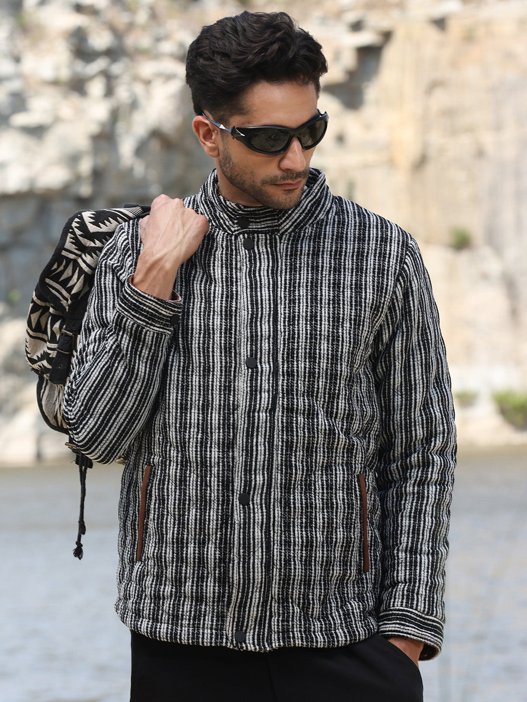 Multitrack Striped Quilted Jacket