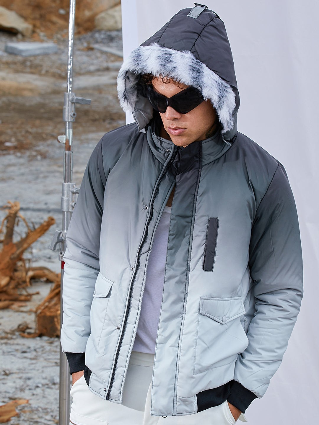 ₹2,249 Campus Sutra men's Charcoal Black Light Grey Ombre