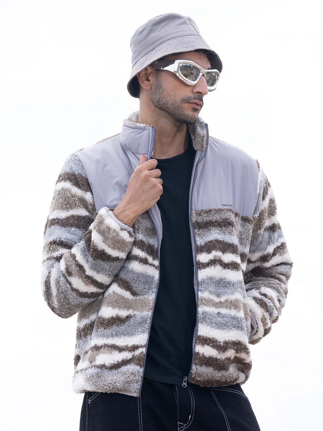 Camouflage Sherpa Zip-Front Jacket