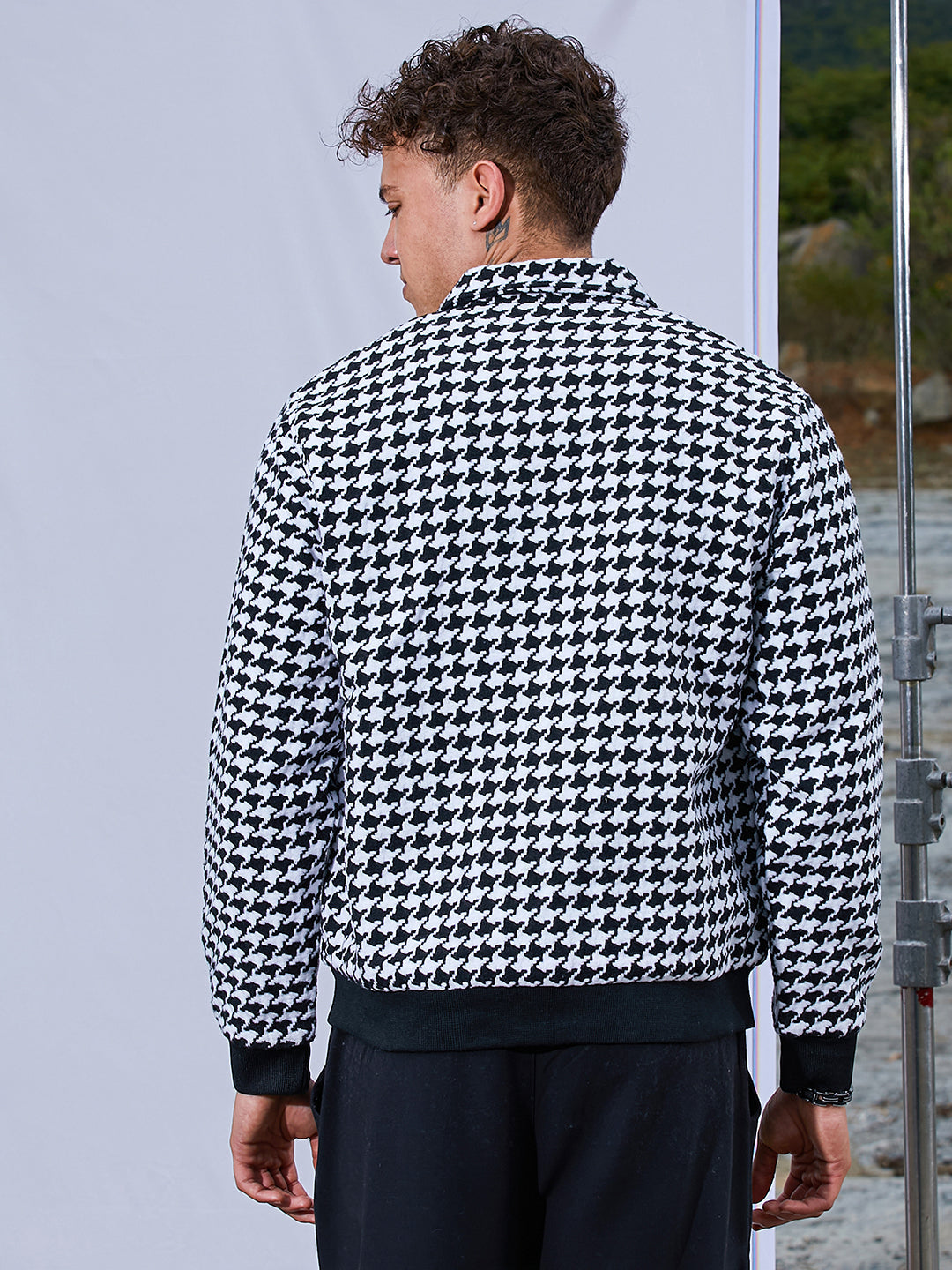 Houndstooth Denim Jacket