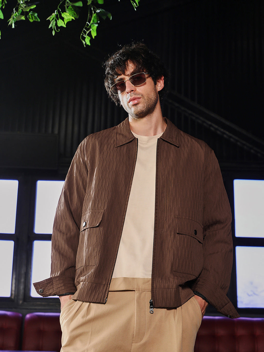 Zip-Front Crease-Tactile Jacket