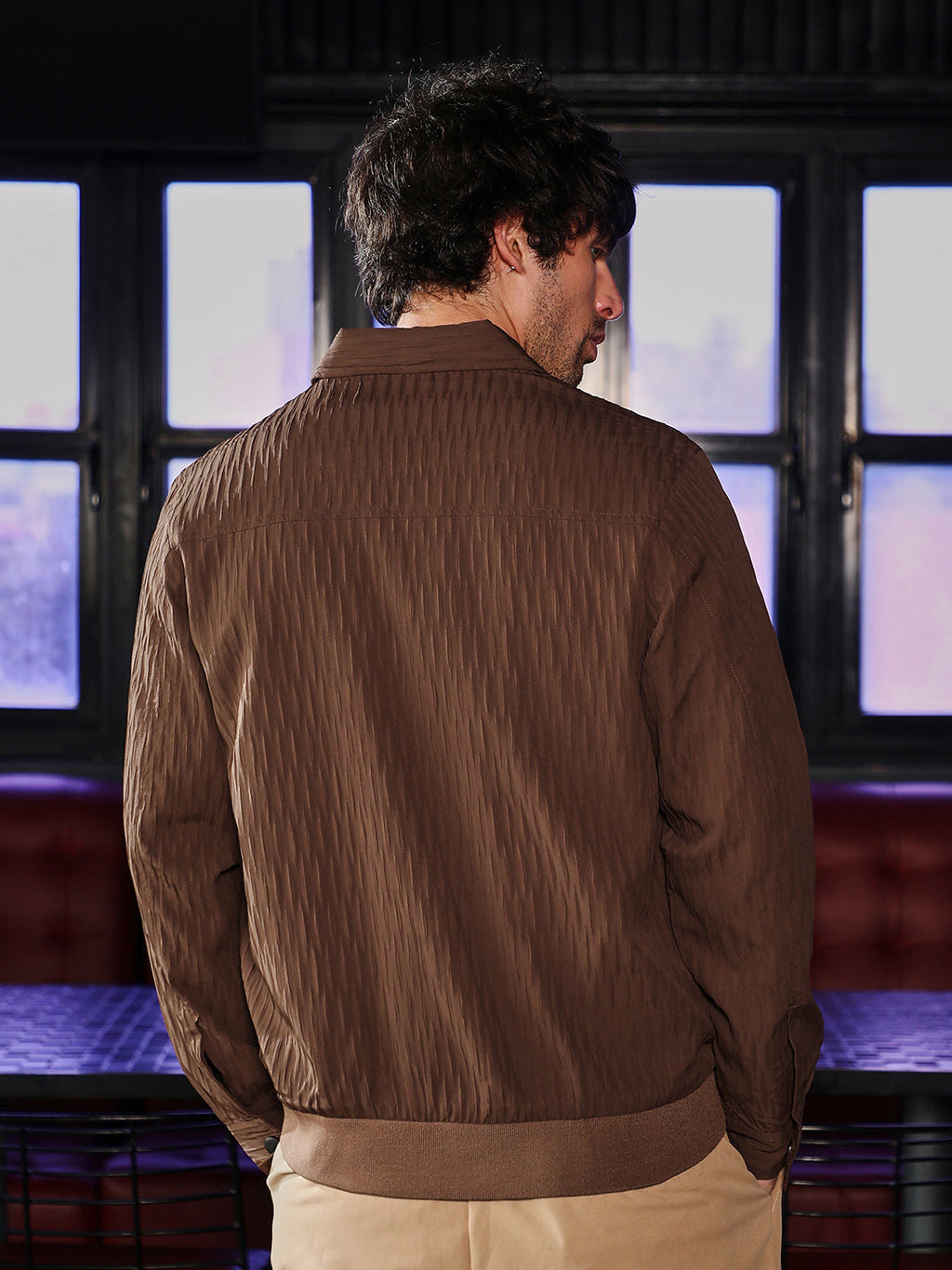 Zip-Front Crease-Tactile Jacket