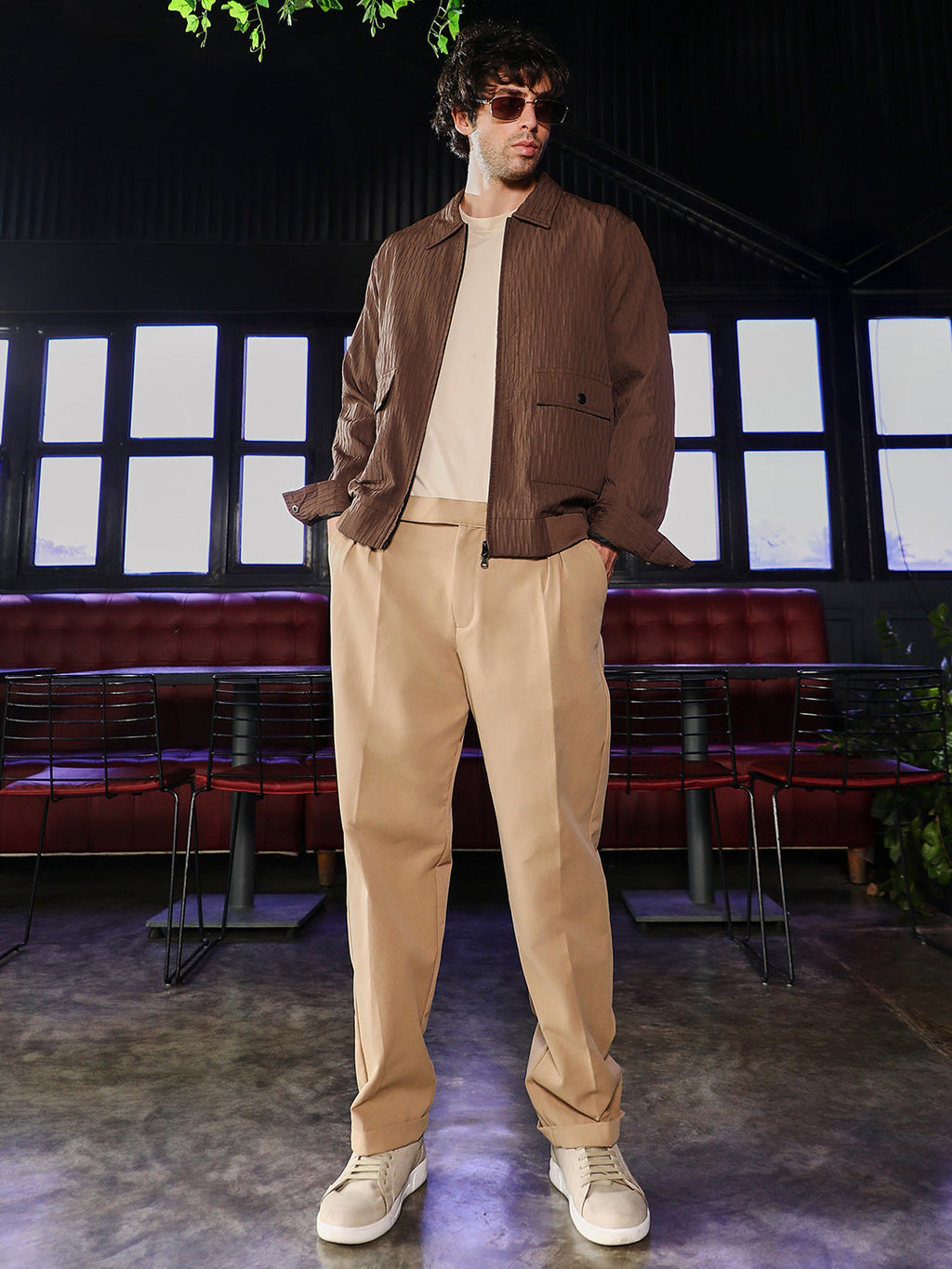 Zip-Front Crease-Tactile Jacket